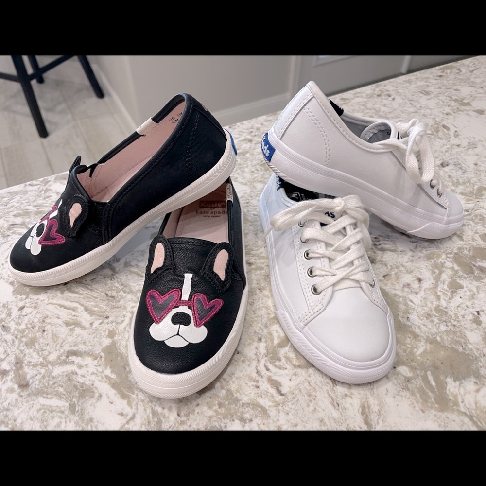 Girls Keds Kate Spade Frenchie leather slip on 12M & Leather Kickstarter 11.5M